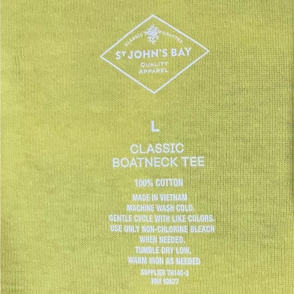 St Johns Bay Women S/S Boat Neck Tee Blazing Yellow Size Large NWT - Picture 7 of 7